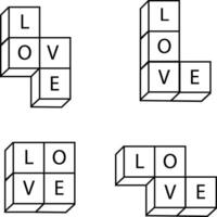 Jigsaw puzzles of various shapes There's the word love inside. vector
