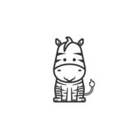 Outline Illustration of a Cute Zebra on a Simple White Background vector