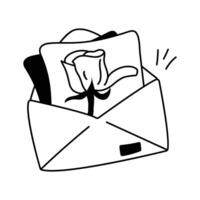 An envelope with a rose, symbolizing a heartfelt romantic message vector