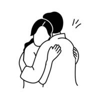 A warm hug between two people, symbolizing support and love vector