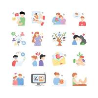 This set of illustrations showcases different relationship dynamics, from connection and affection to conflict and resolution. vector