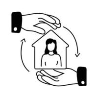 Hands cradling a person, symbolizing care and protecting relationships vector