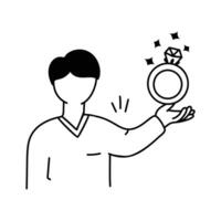 A person holding a ring, symbolizing a marriage proposal or commitment vector