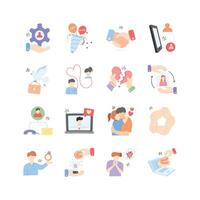 This set of illustrations visually represents different stages and aspects of relationships vector