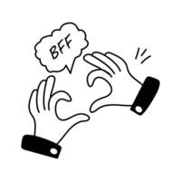 Two hands forming a BFF bond, symbolizing close friendship vector