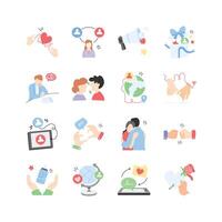 This set of icons portrays diverse social connections and interactions vector