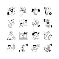 This set of illustrations visually represents different stages and aspects of relationships vector