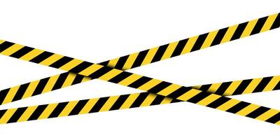 Isolated crossed warning tape with yellow and black stripes. caution ribbon. vector