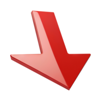 A simple 3D Red arrow business graph pointing down on transparent background png