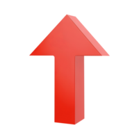 3D Red arrow business graph pointing up on transparent background png