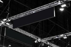Hanging mock up black banner billboard. Clipping path for mock up photo