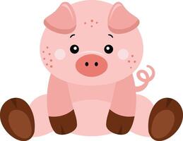 Cute and friendly pig sitting vector