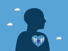 a silhouette of a man with a heart and wings vector