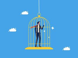 man in a business suit is walking in a cage vector