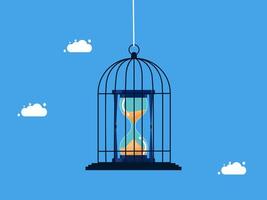 an hourglass in a cage with clouds in the background vector