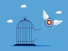 an arrow is flying out of a cage with a bird flying in front of it vector