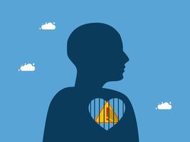 a silhouette of a man with a heart in his chest and a triangle in the sky vector