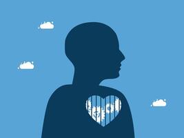 a silhouette of a man with a heart in his chest vector