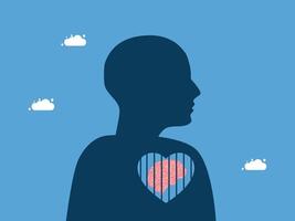 a silhouette of a man with a heart in his chest vector