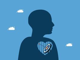 a silhouette of a man with a heart and arrow in the middle vector