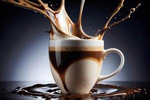 Coffee Splash with Milk in a Cup. photo