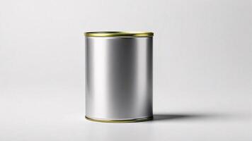 A silver can with gold top isolated on a white background. photo