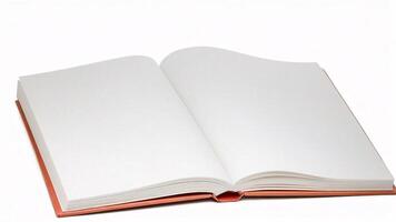 Open book with blank pages isolated on white background. photo