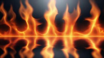 Abstract fire flames with reflection on dark background. photo