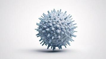 3D rendering of a spiky, blue virus cell. photo