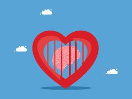 a red heart with a brain inside it vector