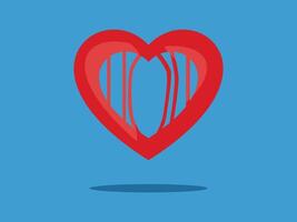 a red heart with a red line through it vector