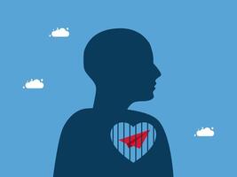 a silhouette of a man with a red heart in his chest vector