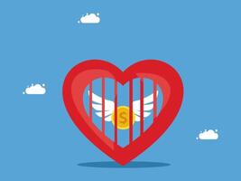 a heart with wings and a dollar sign inside vector