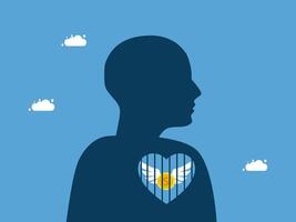 a silhouette of a man with a heart and wings vector