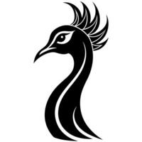 Stunning Peacock Head Silhouette Artwork for Graphic Design and Printing vector