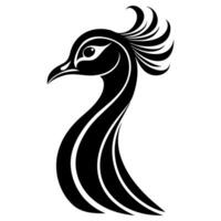 Artistic Peacock Head Silhouette Illustration for Unique Graphic Projects vector