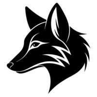 A black and white silhouette of a fox head vector