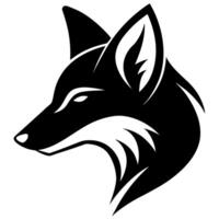 A black and white fox head on a white background vector