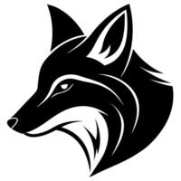 A black and white fox head on a white background vector