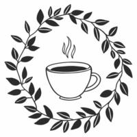 Artistic Tea Cup with Floral Design Silhouette for Creative Projects and Gifts vector
