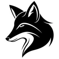 A black and white fox head on a white background vector