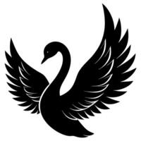 Majestic Swan Silhouette Design with Wings Open for Elegant Art Projects vector