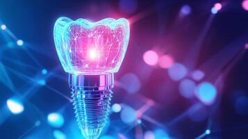 Digital representation of a dental implant showcases advanced ai technology. photo