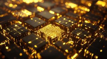 Delicate patterns emerge from a multitude of glowing gemstones, reflecting light in a rich, textured environment. photo