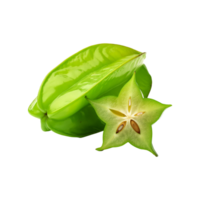 Fresh Green star fruit with slices on transparent background png