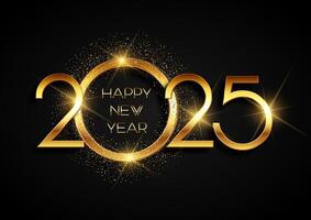 Elegant gold and black Happy New Year background design vector