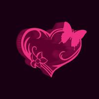 Blossoming Heart with Graceful Butterfly vector