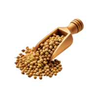 Coriander seed in a wooden scoop on transparent background png