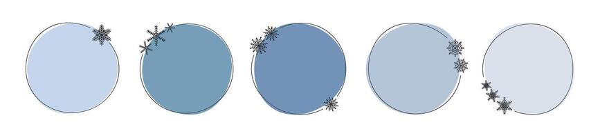 Set of winter simple frames with snowflakes with copy space. Templates for social networks. illustration vector