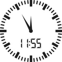 Analog and Digital Clock Combo at 11.55 - Countdown Timer Illustration vector
